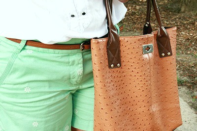 Faux leather tote bag street style