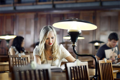 Girl Studying in Library
