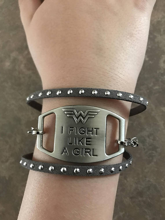I fight like a girl bracelet - wonder woman