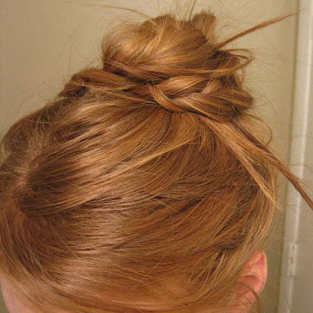 Braided bun hairstyle: Above view