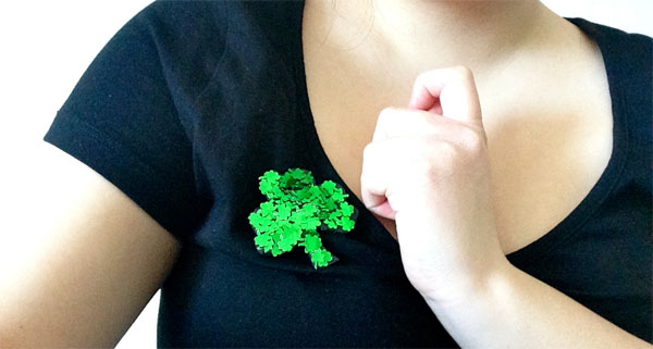 DIY shamrock brooch: Finished product