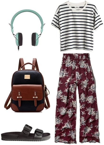 finals look striped tee and palazzo pants