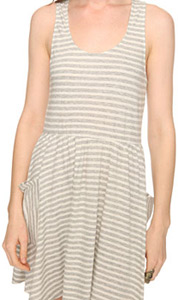 Forever 21 Linen Blend Striped Dress - Grey and White