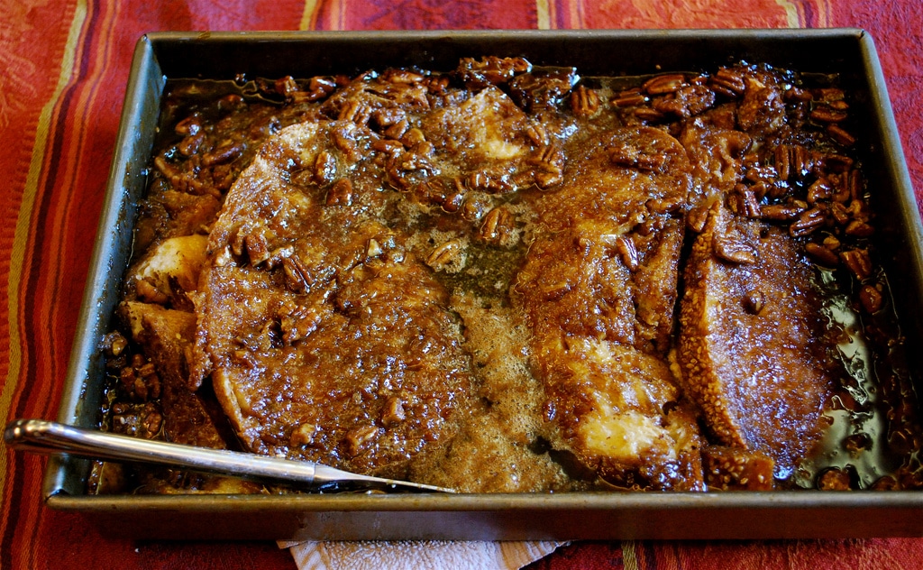 French toast casserole in a pan
