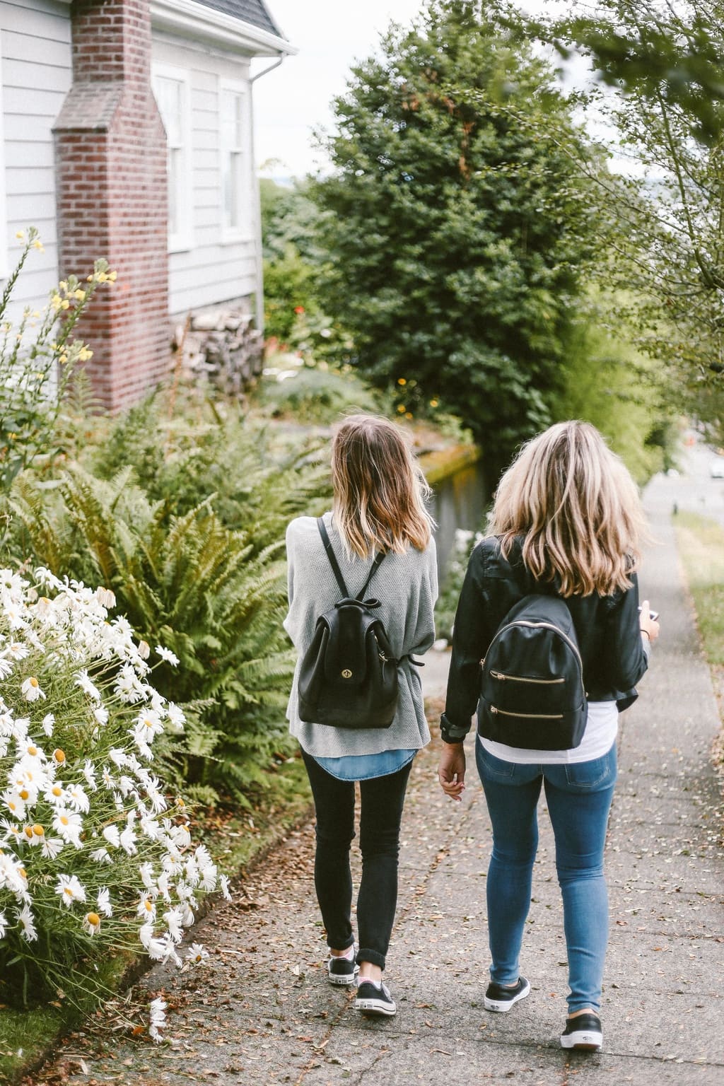 Two female friends going for a walk together