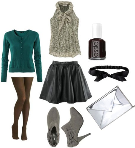 How to wear a full leather skirt - Outfit idea