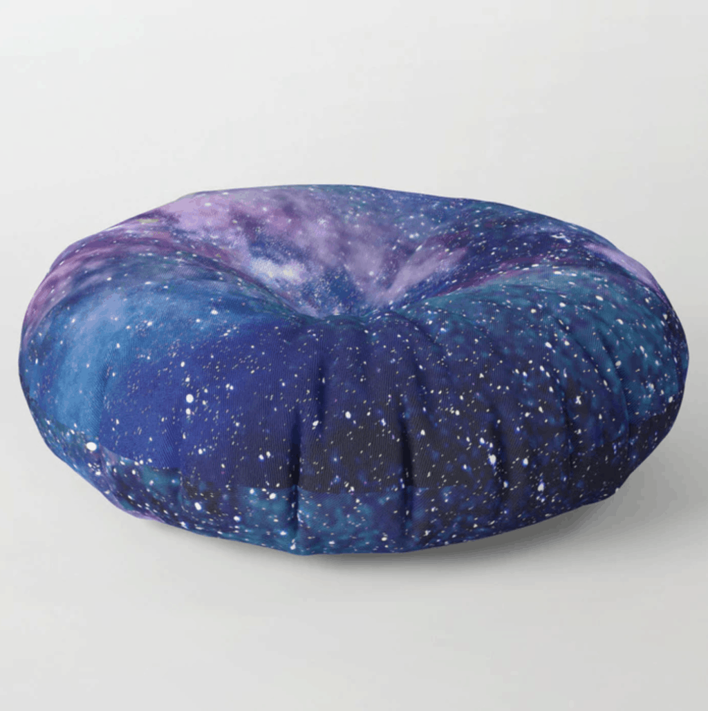 Galaxy print floor poof from Society6