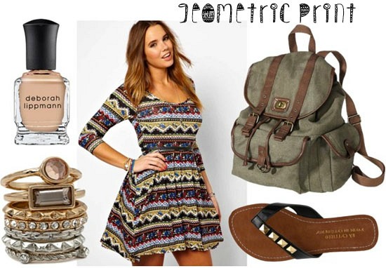 Geometric print dress plus size fashion