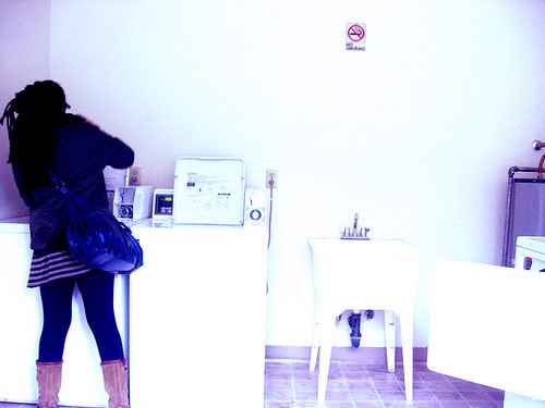 Girl doing laundry