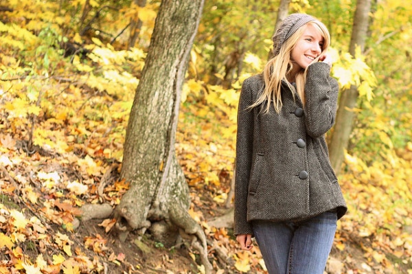 Girl dressed for fall weather