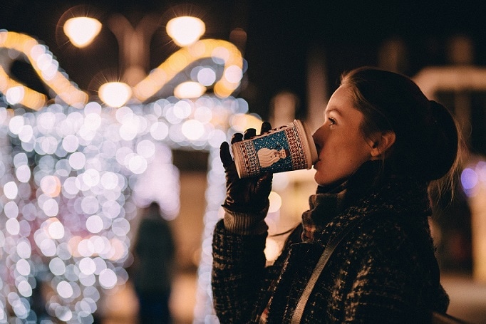 Girl Drinking Hot Cocoa Outside