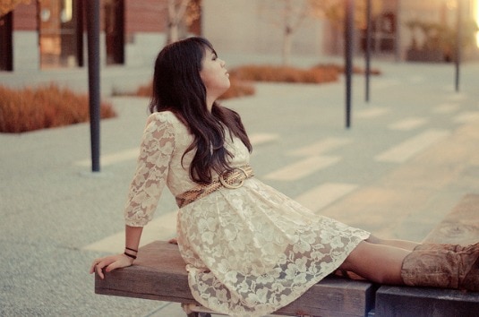 Girl in lace dress