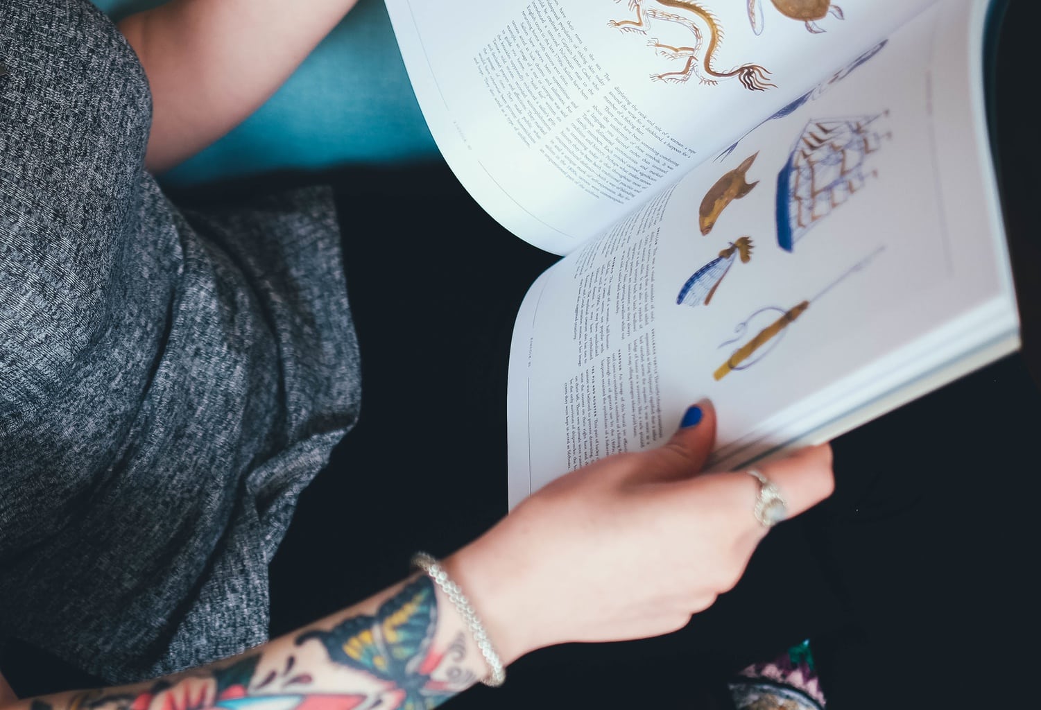 Girl reading a textbook