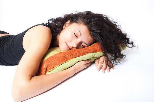Girl sleeping on pillow