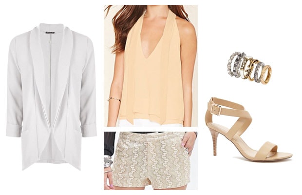 Glitter shorts spring summer date night outfit