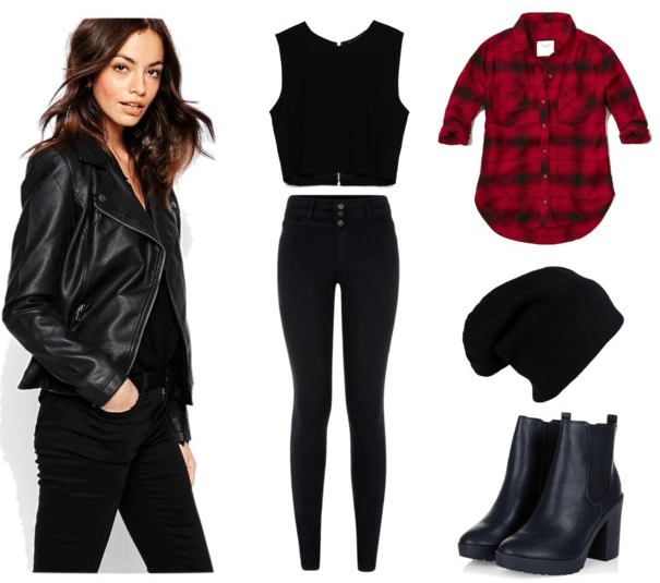 Go all out with a leather jacket in this rebellious outfit