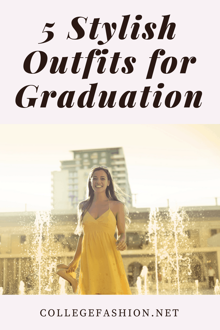 Graduation outfit ideas: Girl wearing a dress and heels at graduation