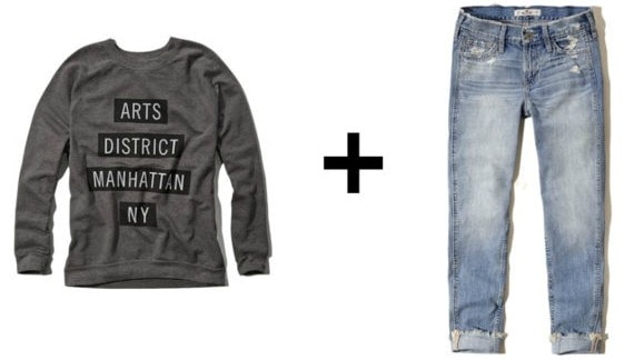 Graphic sweatshirt plus boyfriend jeans