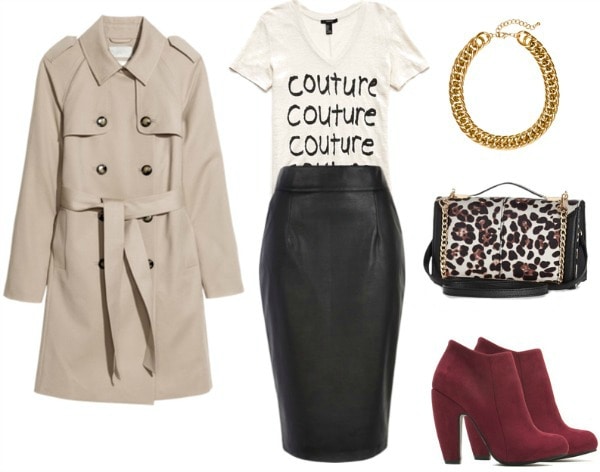 Graphic tee pencil skirt booties outfit