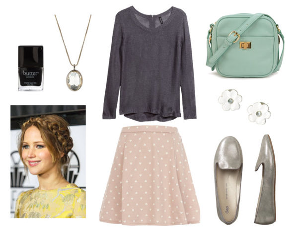 Gray sweater heart skirt
