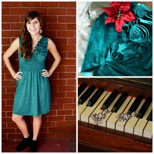 Green dress holiday party outfit