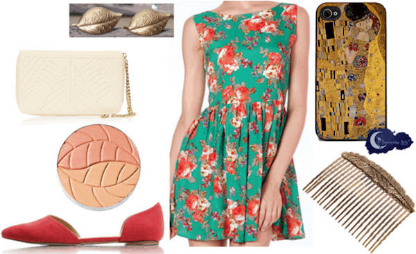 Gustav klimt floral dress outfit
