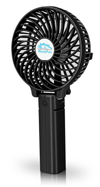 black hand-held fan