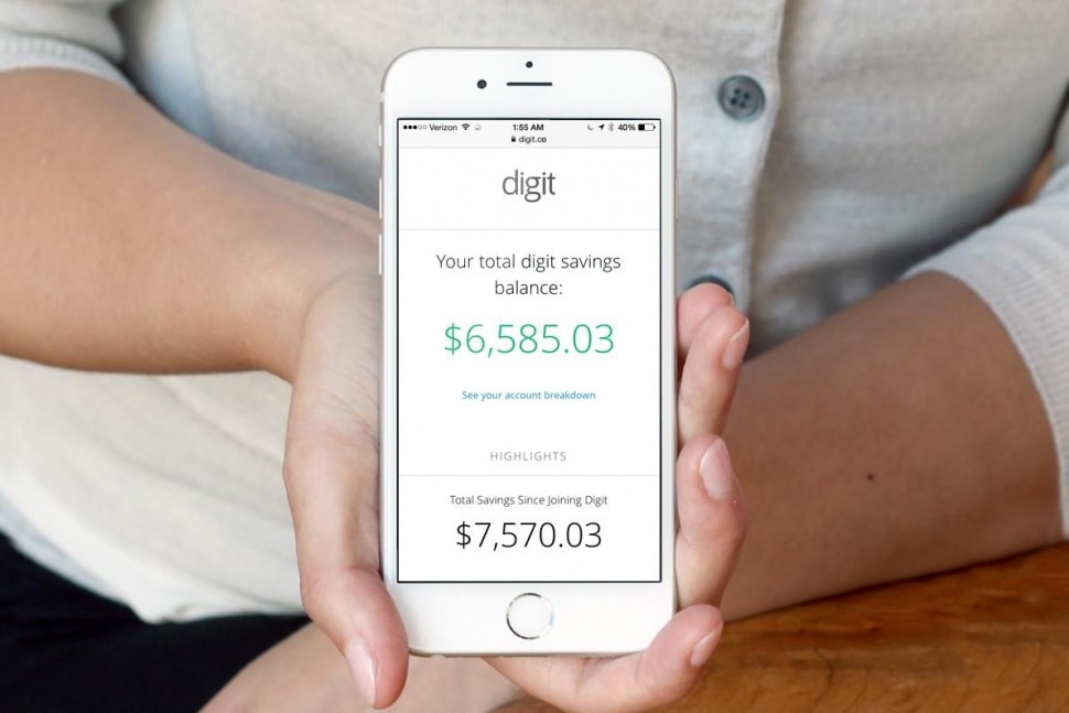 Screenshot of Digit Dashboard via Mobile