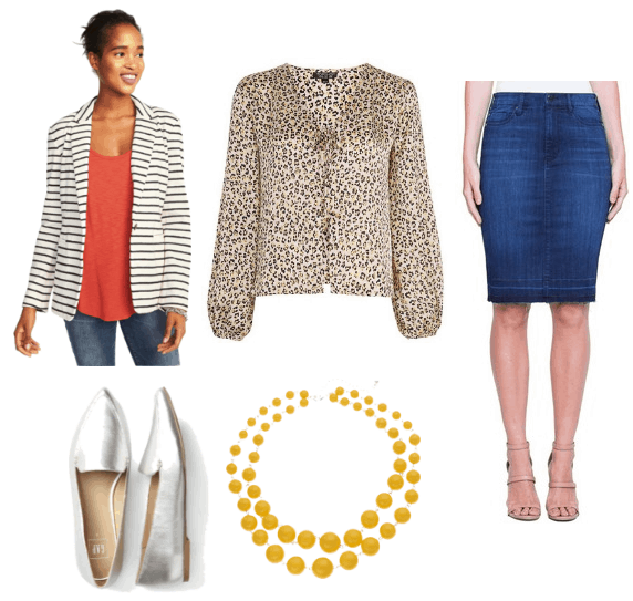 Hanna Marin and Amy Farrah Fowler inspired look with leopard print top and denim skirt