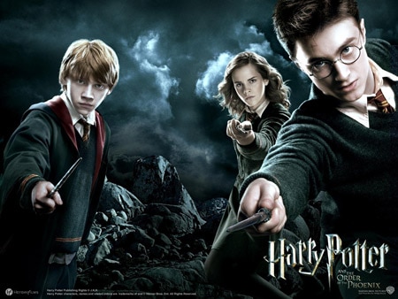 Harry Potter characters - Ron, Hermione, and Harry Potter