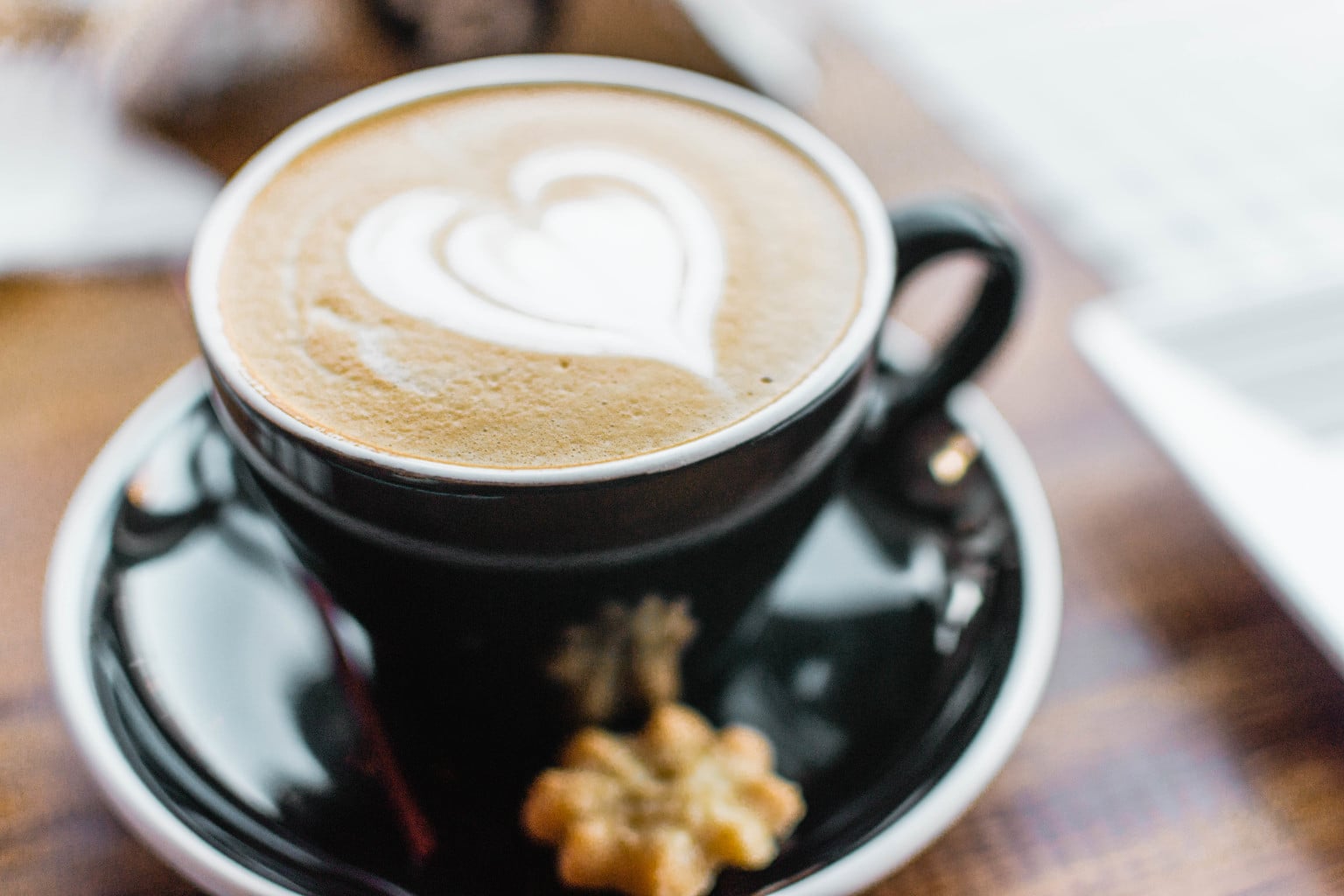 Coffee with a heart shaped milk design