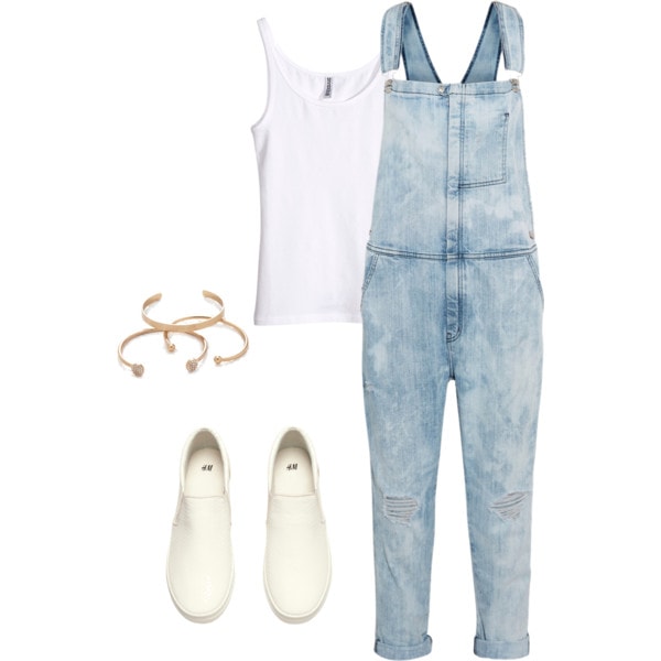 overalls and white tank