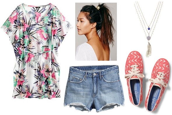 Hm tunic, cutoffs, sneakers