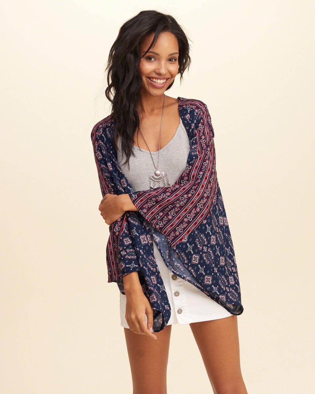 Hollister Patterned Open Kimono