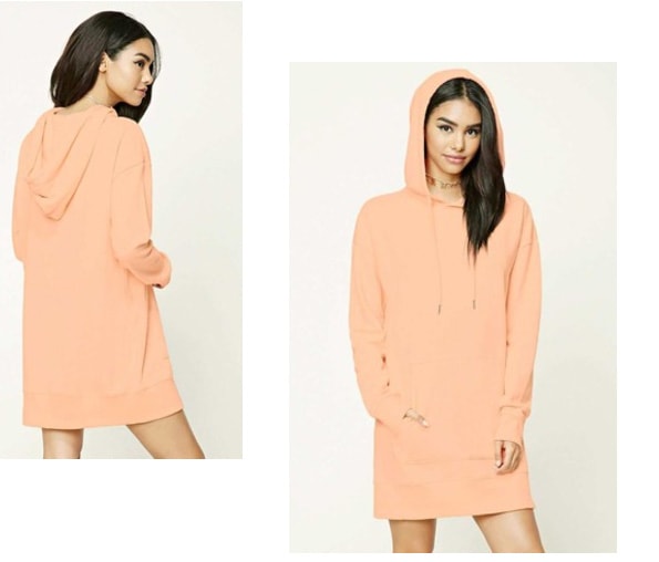 hooded sweatshirt dress in coral from Forever 21