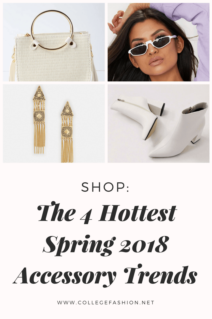 Spring 2018 accessory trends: The 4 hottest trends to know this spring, including mini crossbody bags with ring handles, 90s sunglasses, long tassel earrings, and white ankle boots