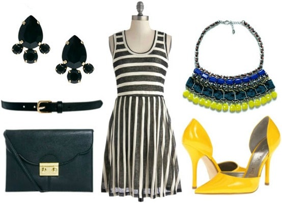 How to style a black and white striped dress night