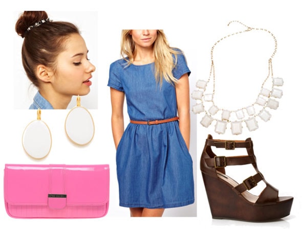 How to style a chambray skater dress for night