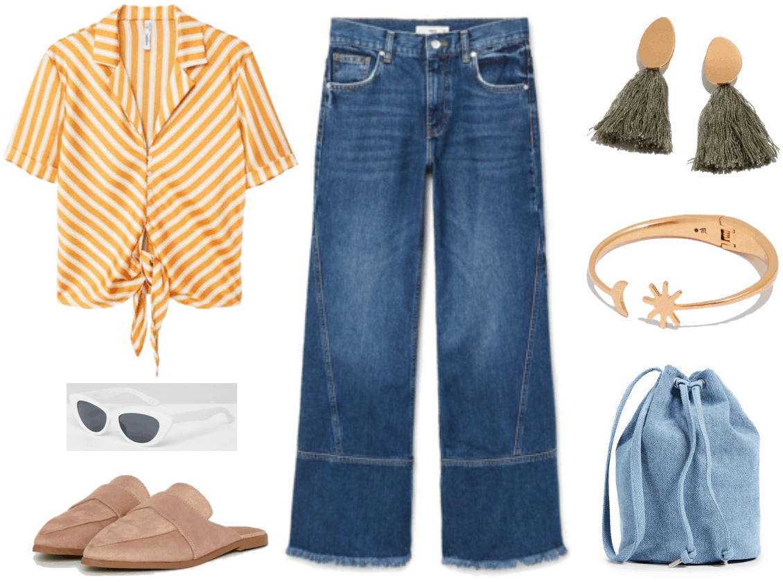 denim flat mules