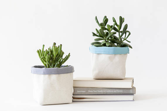 Cotton canvas planters from Etsy