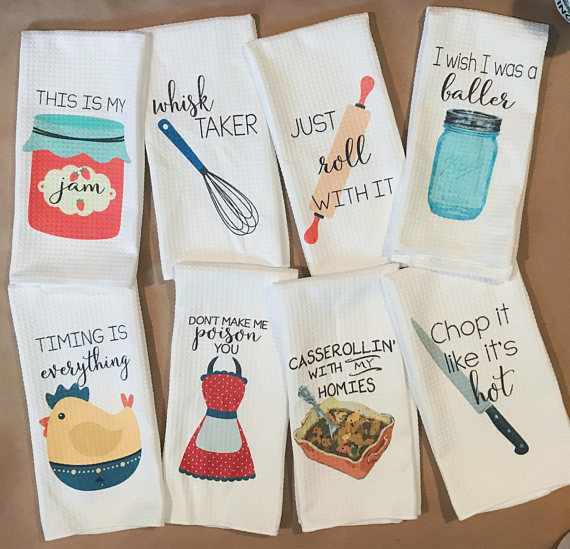 Punny dish towels - best gift ideas