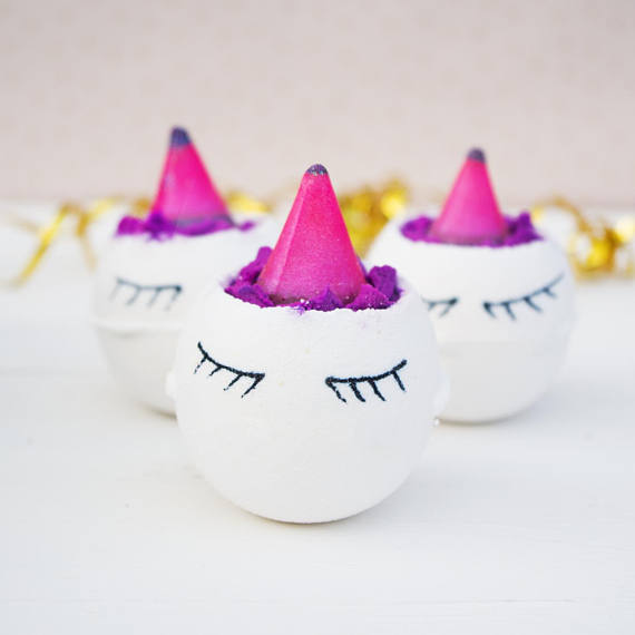 Unicorn bath bomb from Etsy