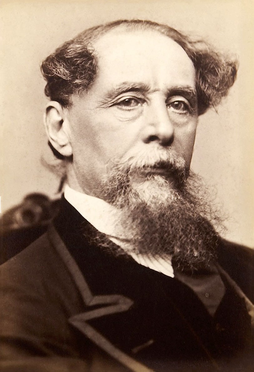 Black and white photo of Charles Dickens as an older man