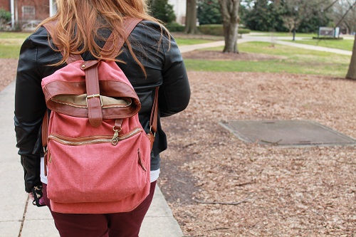 College campus fashion trend - canvas backpack
