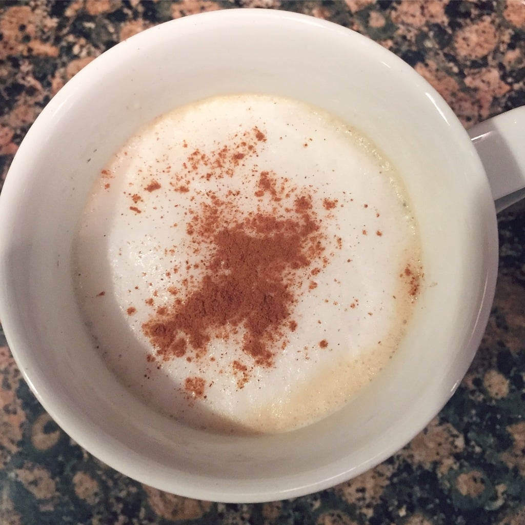 Homemade latte with cinnamon on top