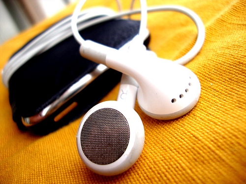 iPod with headphones