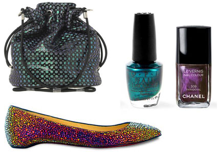 Iridescent accessories and nail polish