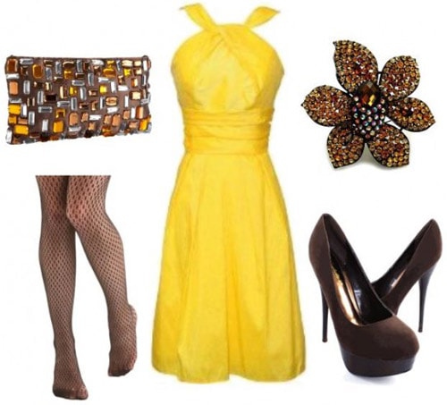 Dressy outfit with a yellow dress inspired by Iridessa