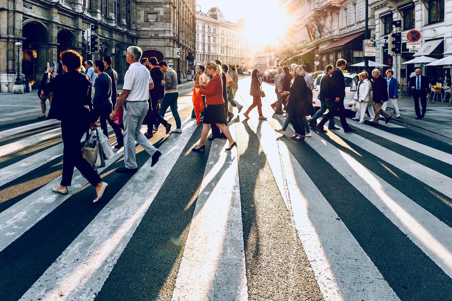 street, city, crosswalk, tourists, explore