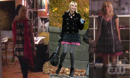 Jenny on Gossip Girl wearing dresses with hot pink